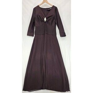 Vintage Cachet Formal Dress Women's 12 Aubergine Crystal Brooch Evening Gown 80s